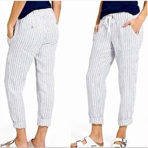 Athleta Bali Striped 100% Linen Pants Size 16 T